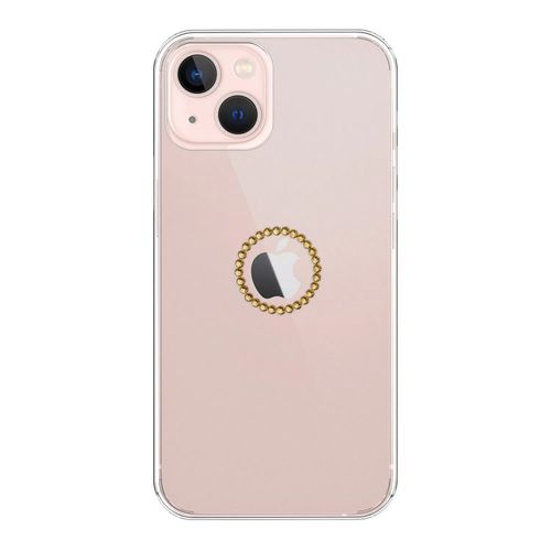 Capa-iPhone-13-Logo-de-Cristais-Dourado