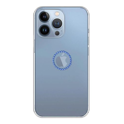 Capa-iPhone-13-Pro-Max-Logo-de-Cristais-Azul